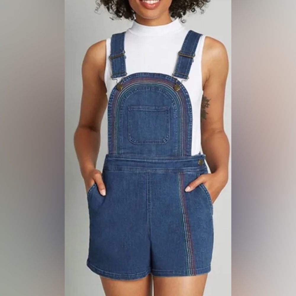 NWT ModCloth Jeans | Over the Rainbow Denim Shortalls Size 0